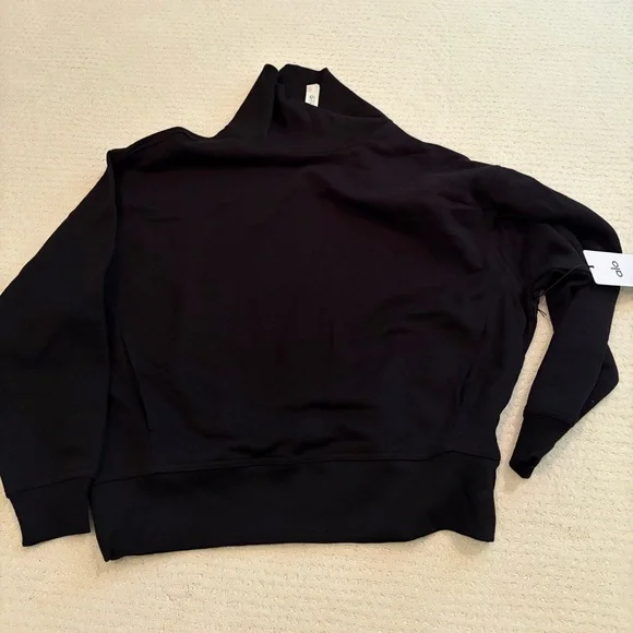 ALO Yoga Hazy Mock Neck Pullover Black Women’s Small NWT NEW $138 - Picture 5 of 10